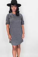 Serenity | Short Sleeve Tunic Dress | Charcoal - Forever Grace Boutique